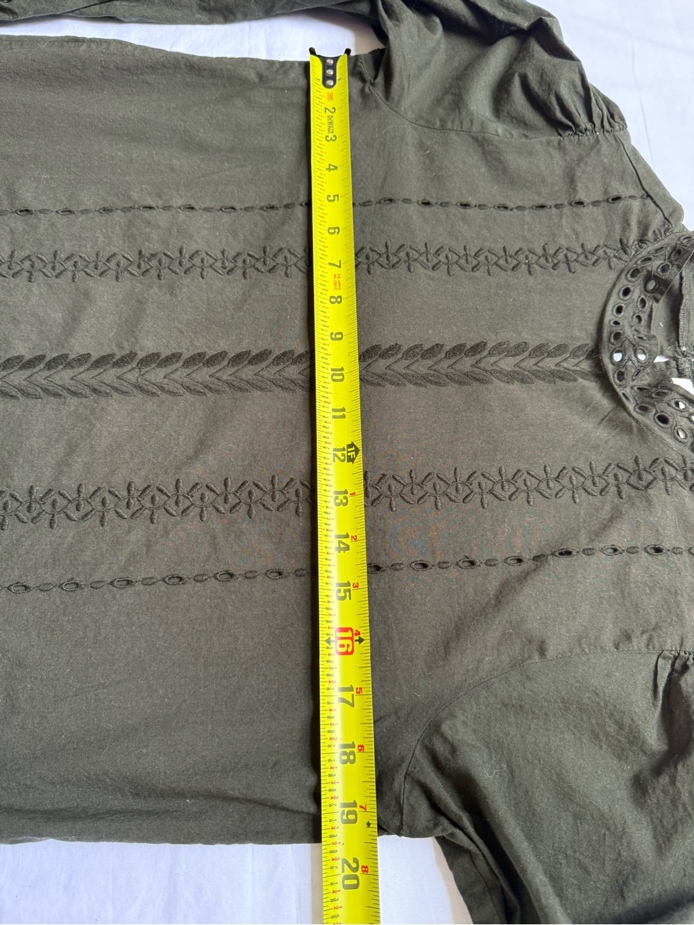 LOFT Olive Green Embroidered Long-Sleeve Blouse - Picture 4 of 7